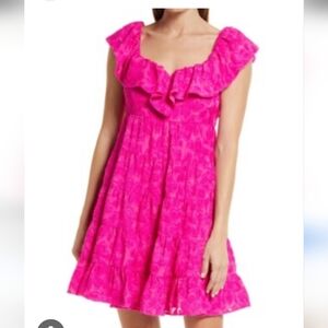 Lilly Pulitzer Emie Pink tiered Textured Dress Sz 00. New